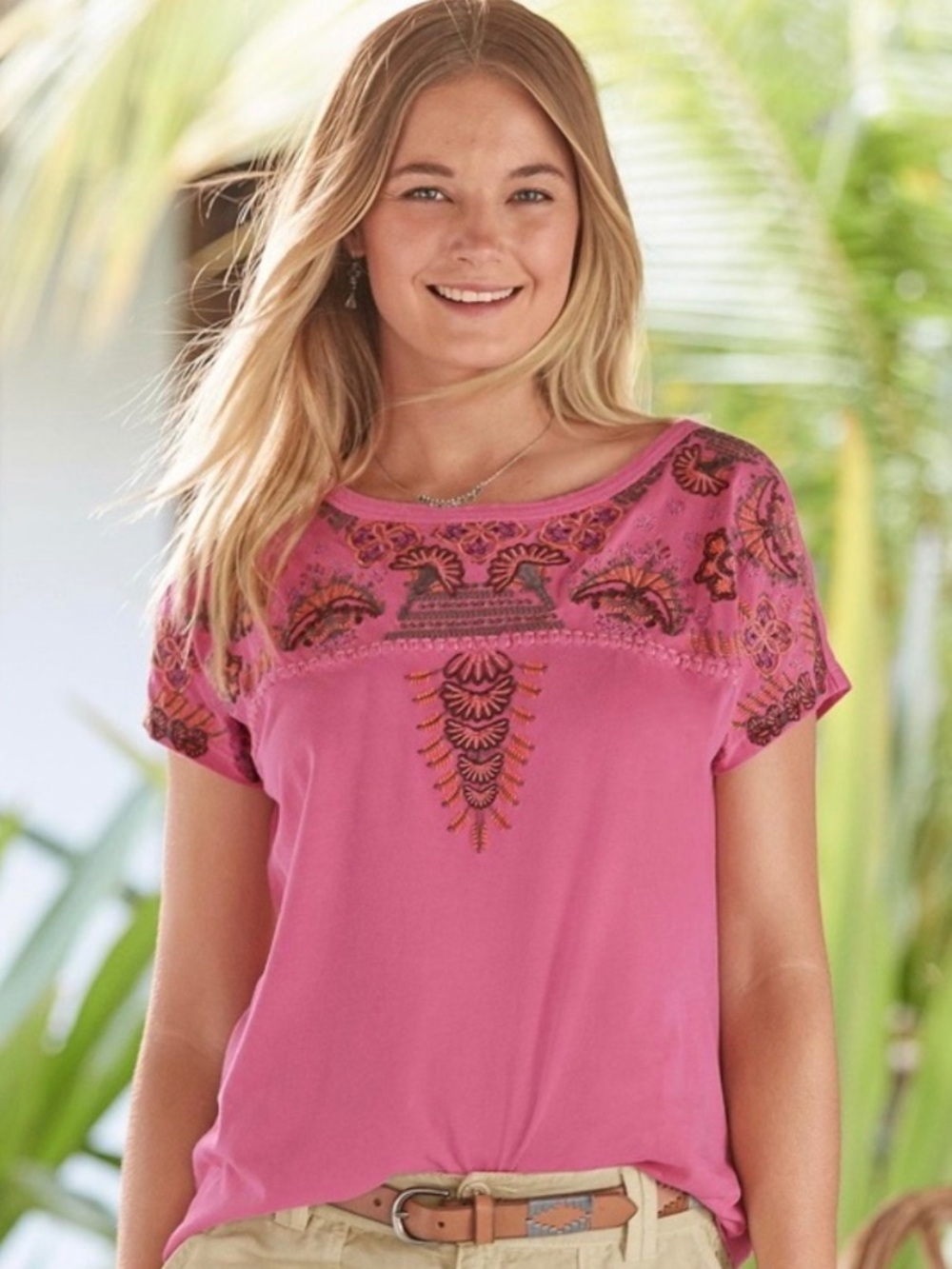 Sundance Catalog Elletra Embroidered T-Shirt